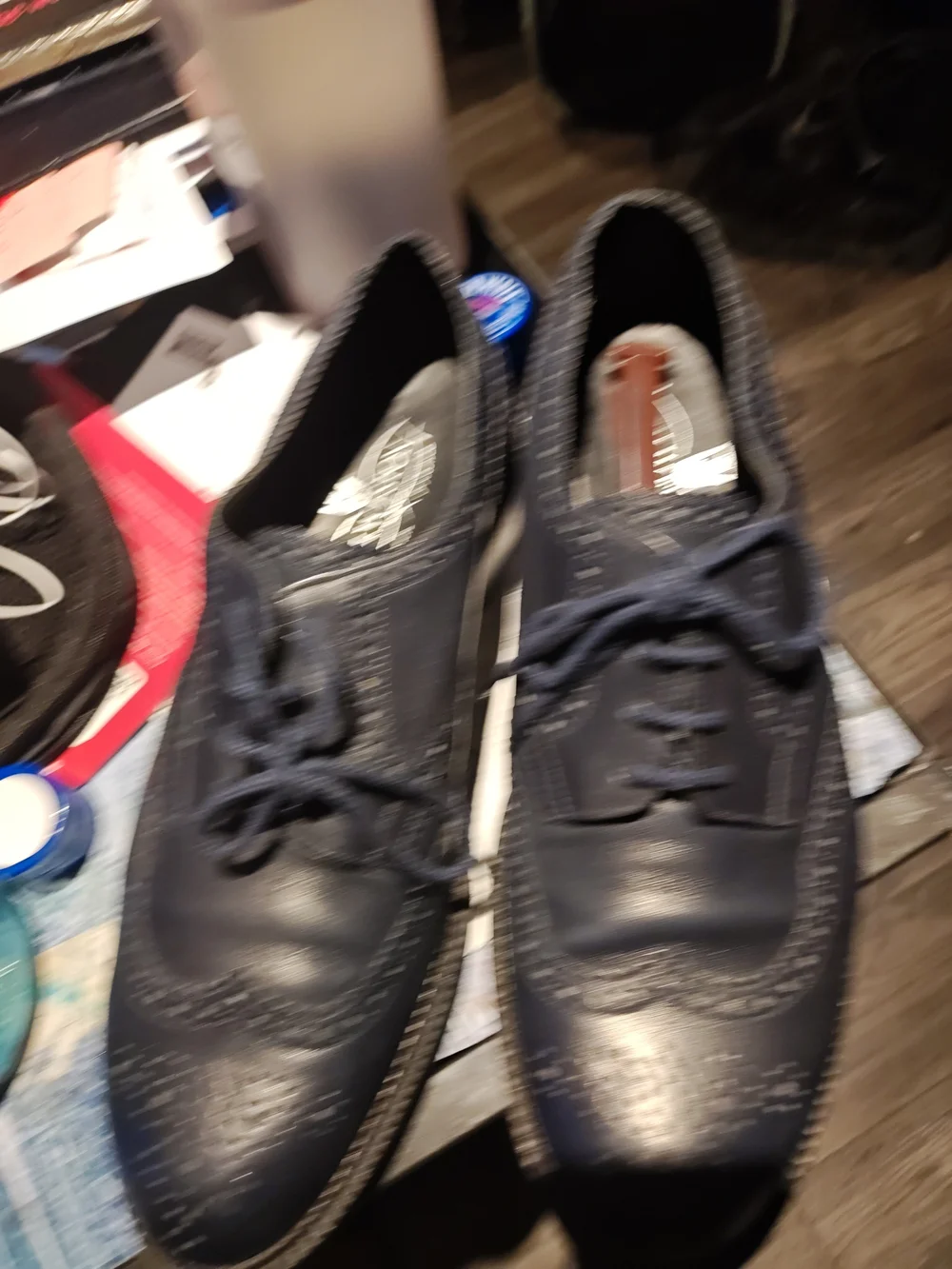 Men's Navy Leather Wingtip Derby Shoes - Classic Brogue Finish
